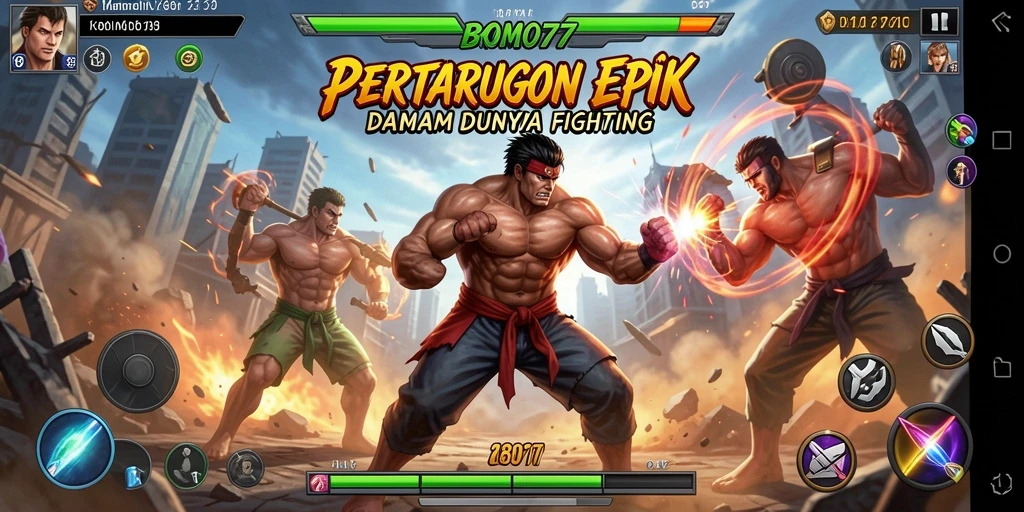 Gameplay BROMO77 menampilkan aksi pertarungan yang mendebarkan dan intens.
