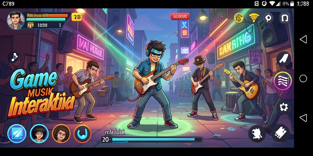 Gameplay C789 dengan berbagai tantangan musik yang seru.