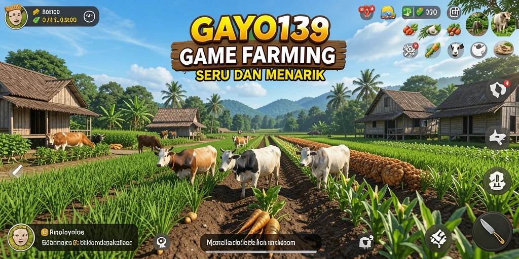 Tampilan gameplay GAYO138 menampilkan aktivitas pertanian yang seru.