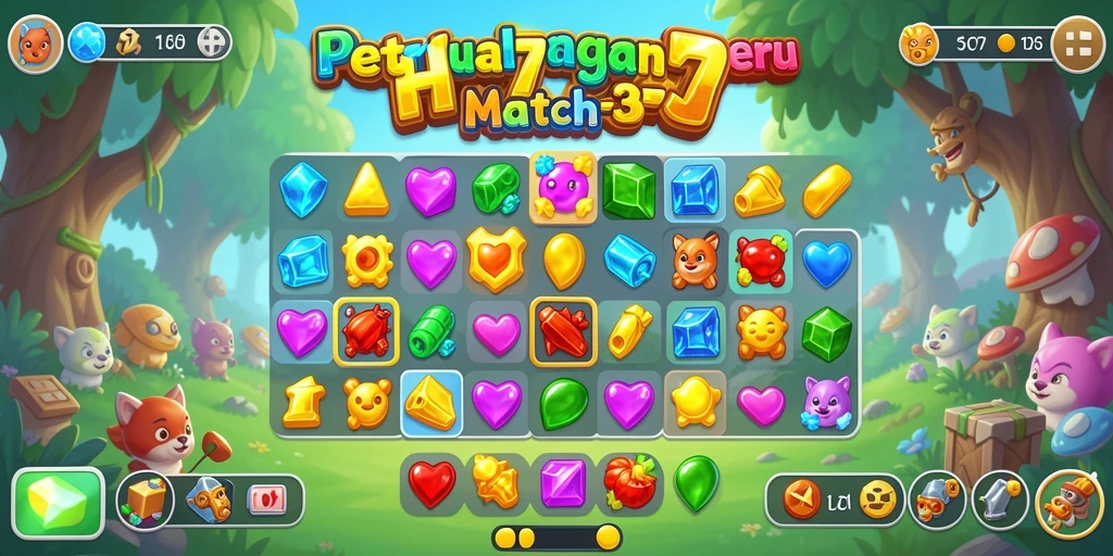 Tampilan gameplay seru dari HP777 dalam genre Match-3.