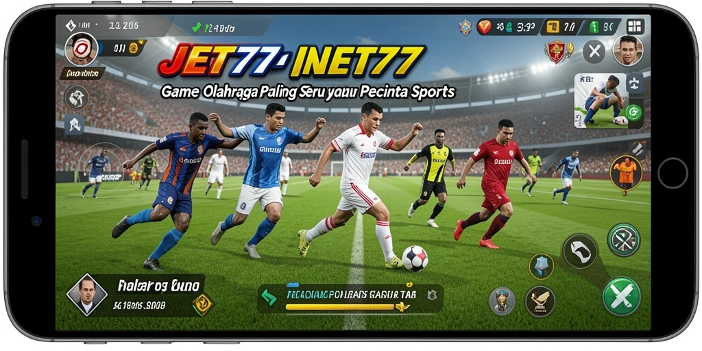 Tangkapan layar menunjukkan aksi seru dari gameplay olahraga JET77.