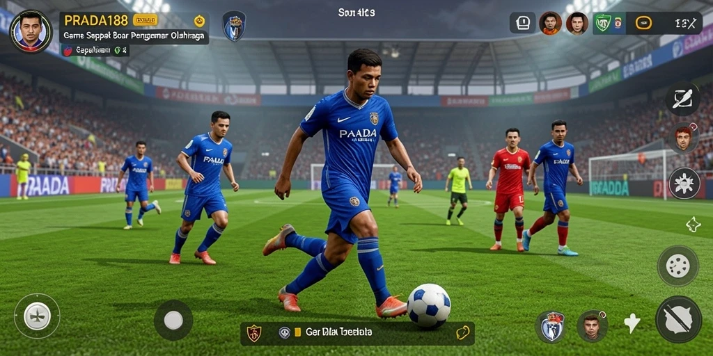 Tampilan gameplay PRADA188 dengan aksi sepak bola yang mendebarkan.