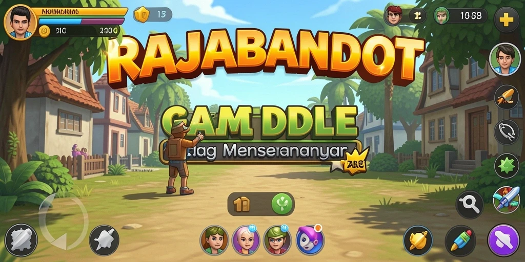 Screenshot gameplay RAJABANDOT menampilkan karakter yang aktif mengumpulkan sumber daya.