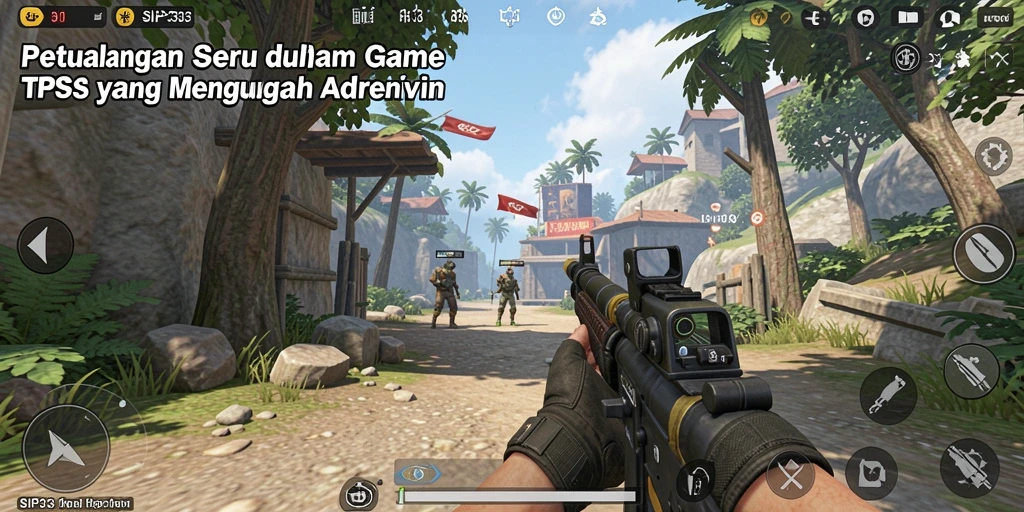 Screenshot utama SIP33 menampilkan aksi intens dalam gameplay TPS.