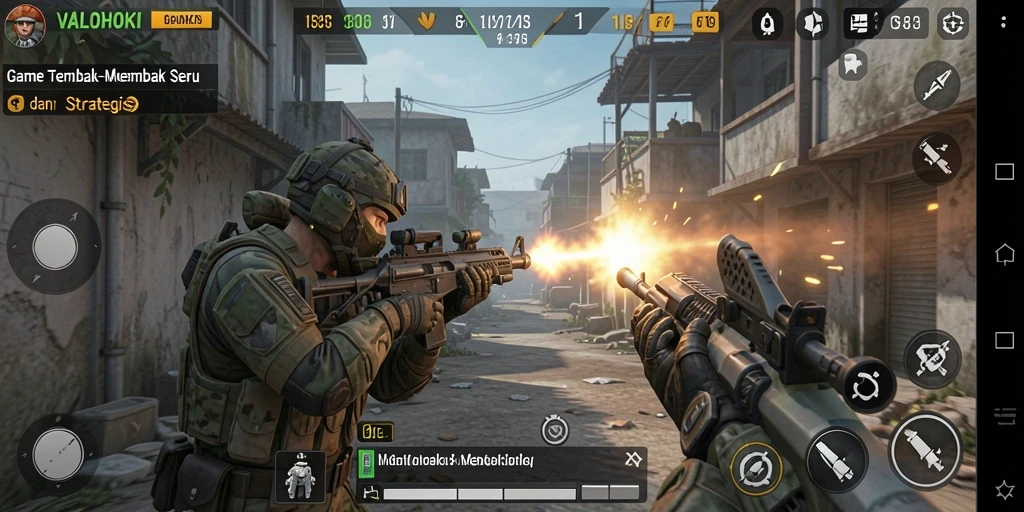 Screenshot aksi seru dalam gameplay VALOHOKI yang mendebarkan.