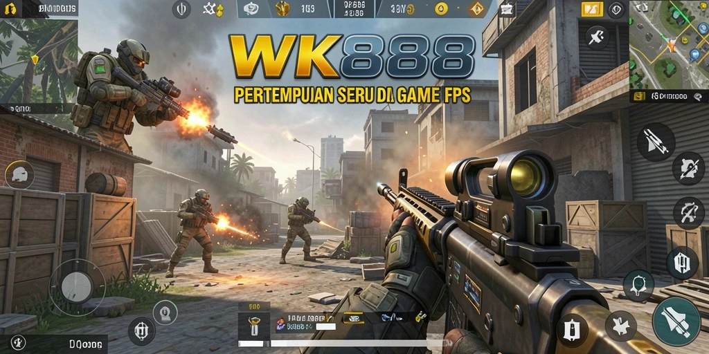 Tampilan epik dari peperangan dalam game FPS WK888.